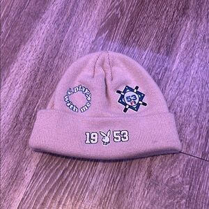 Brown Beanie with Embroidered Patches